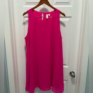 Tacera Vibrant Pink Sleeveless Dress